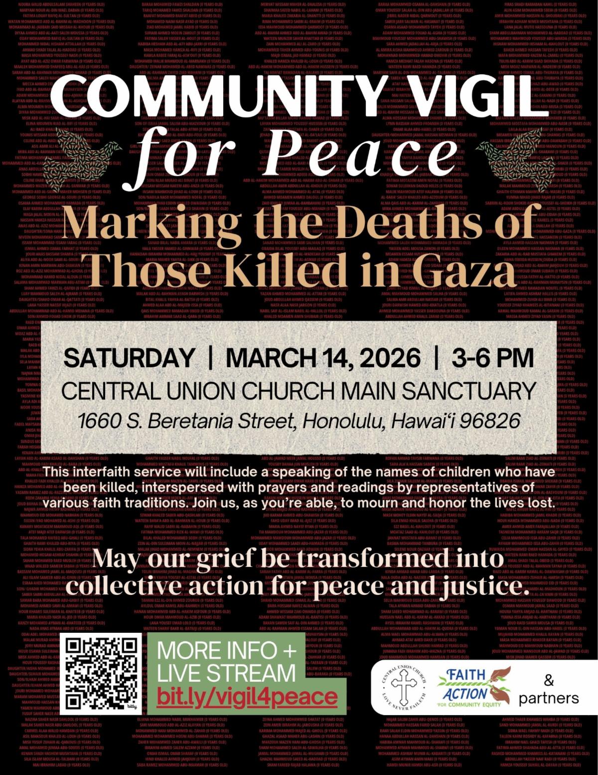 Community Vigil for Peace on March 14