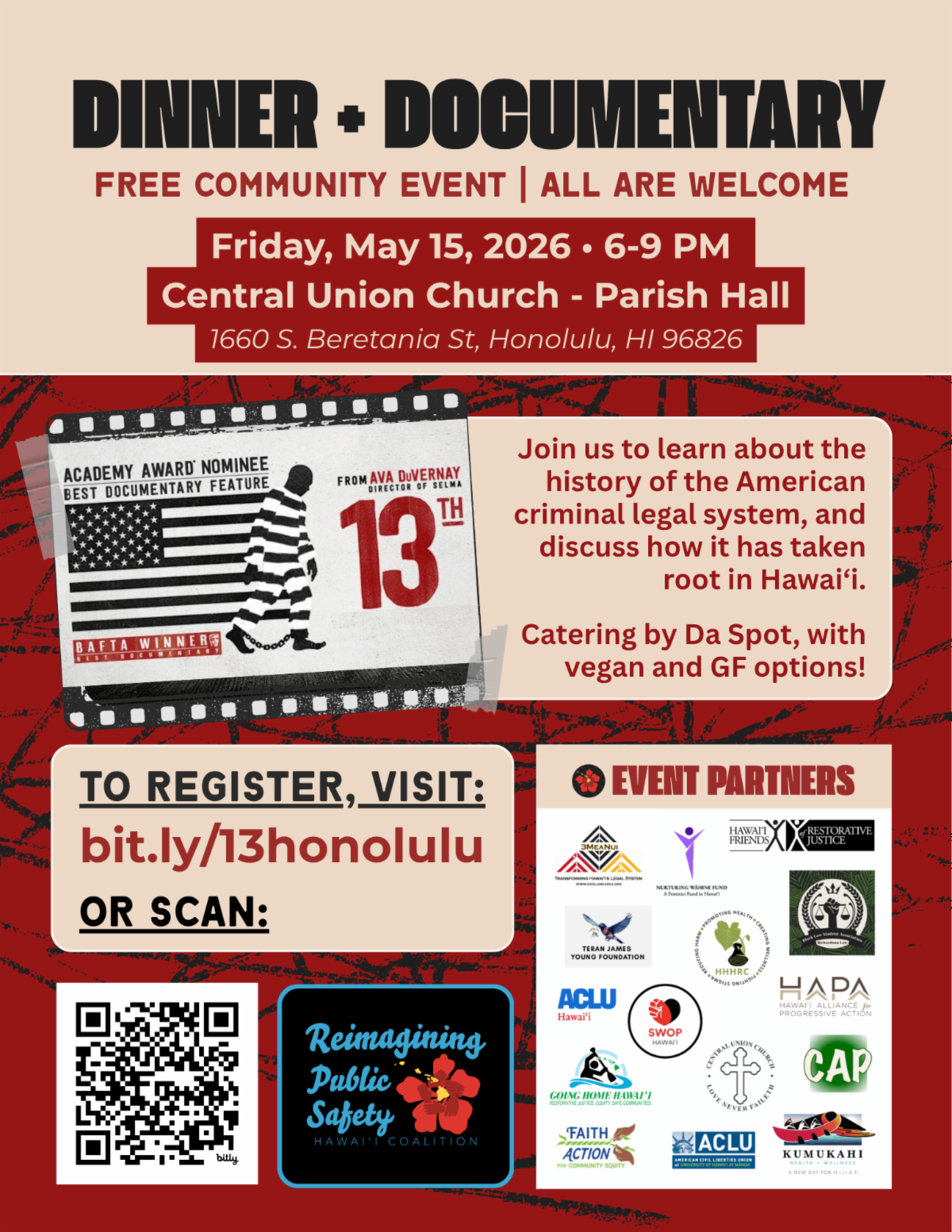 Dinner and Documentary on Friday, May 15