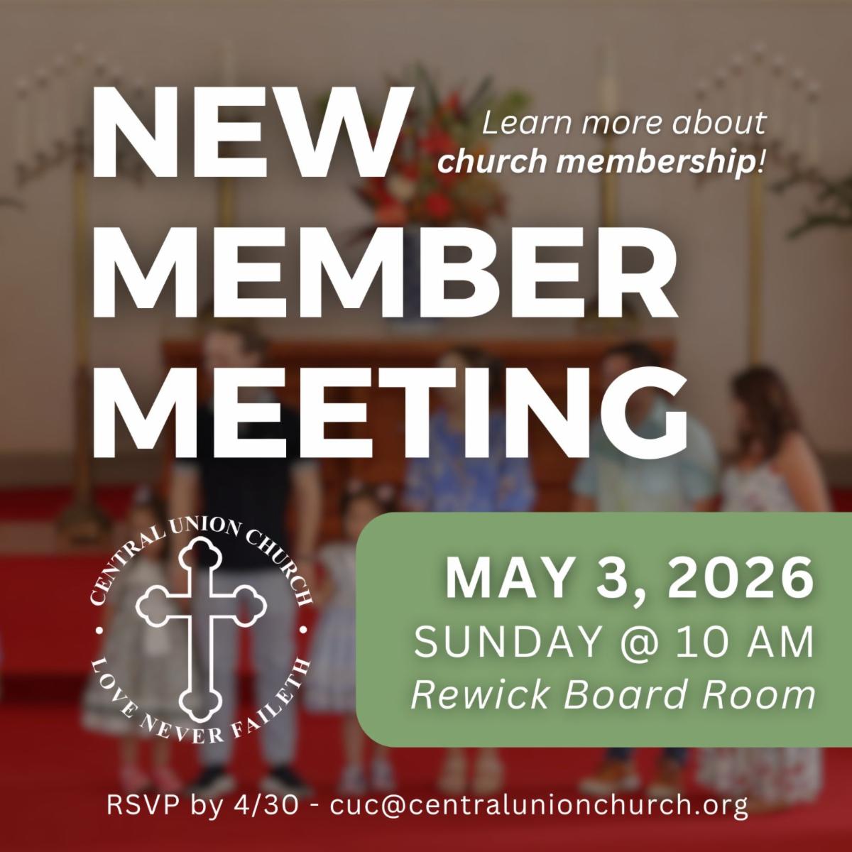 New Member Meeting on May 3