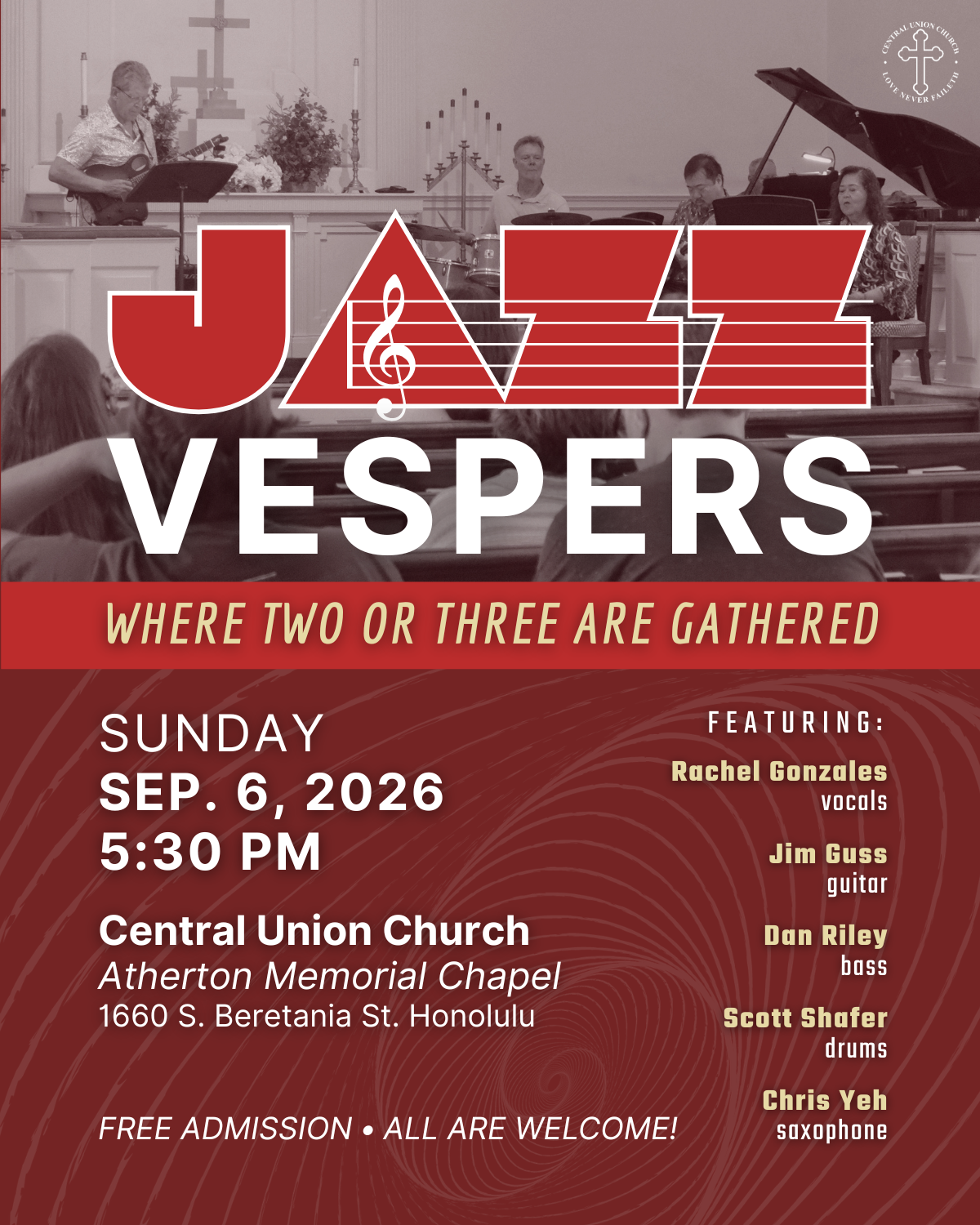 Jazz Vespers on September 6