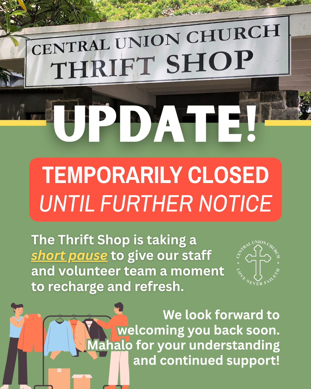 Thrift Shop UPDATE closed until further notice