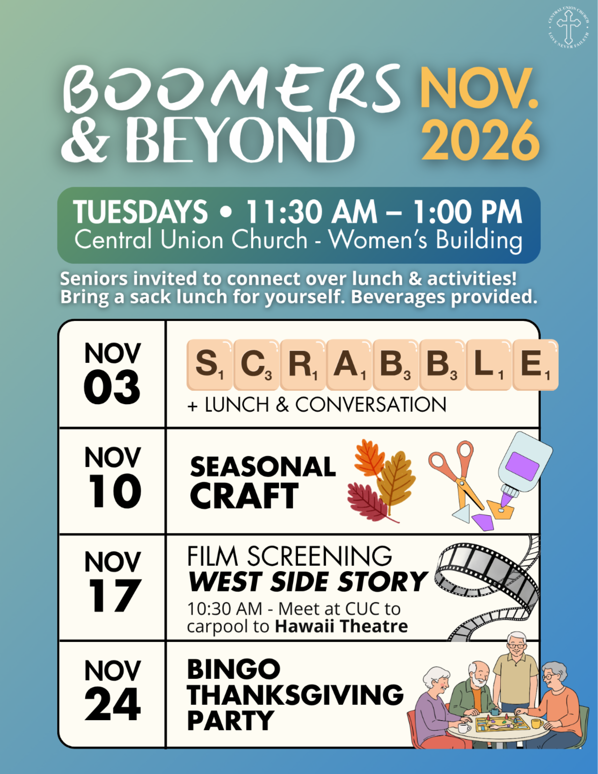 Boomers & Beyond calendar November 2026