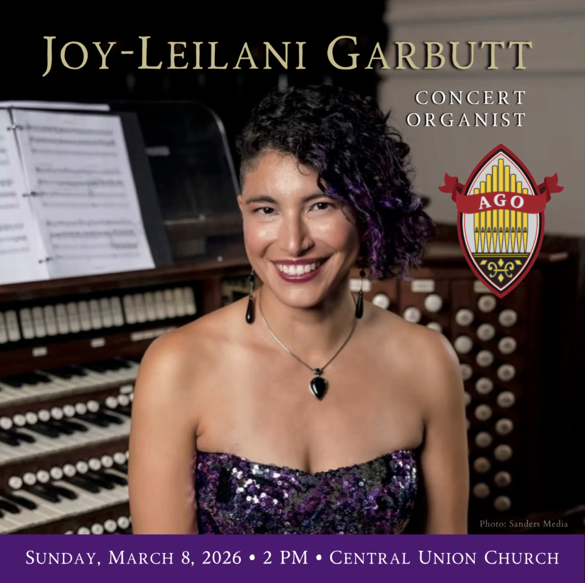 Joy-Leilani Garbutt concert organist on March 8