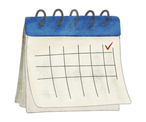 Watercolor Calendar with Red Checkmark Illustration