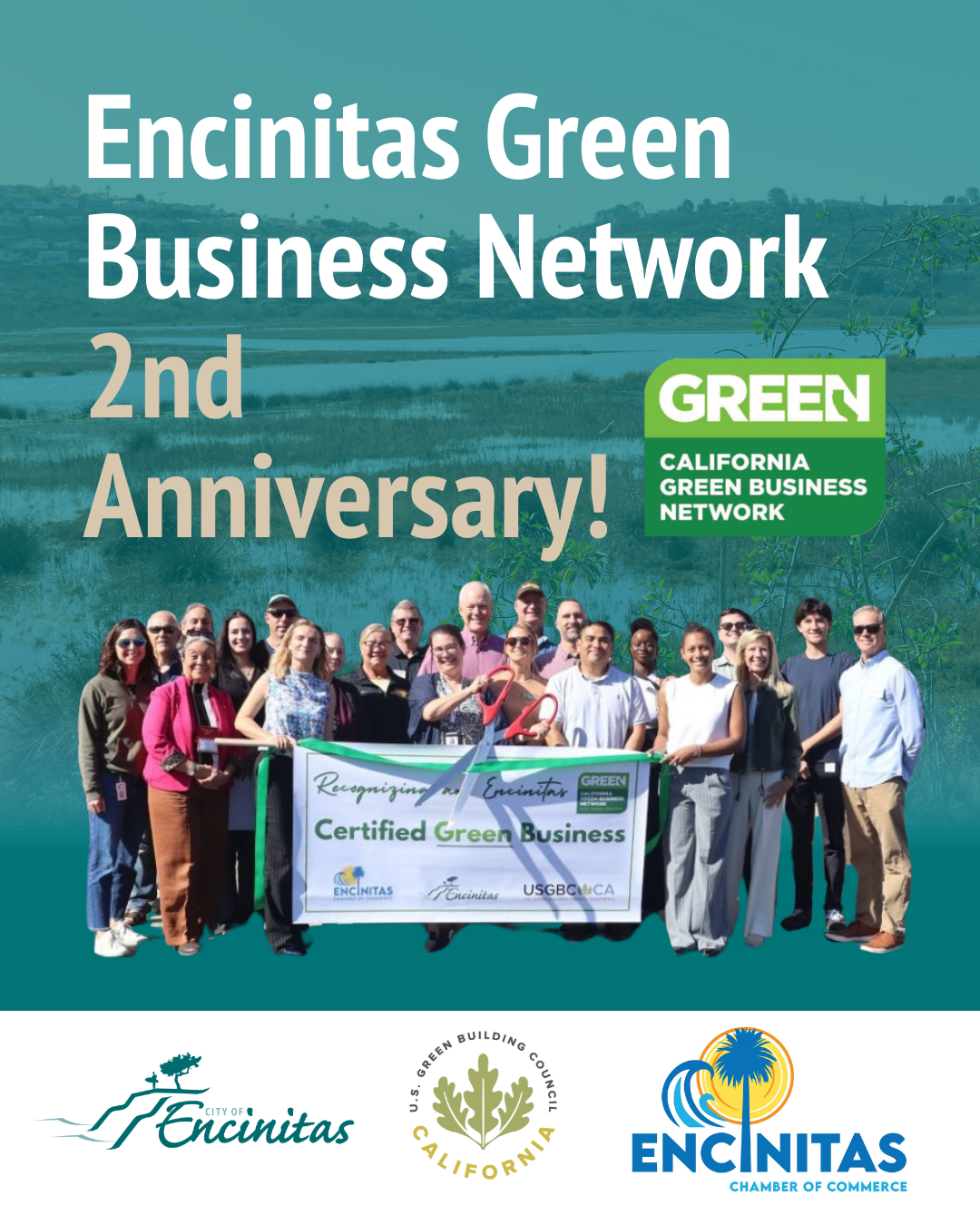 A ribbon cutting with a new member of the Green Business Network