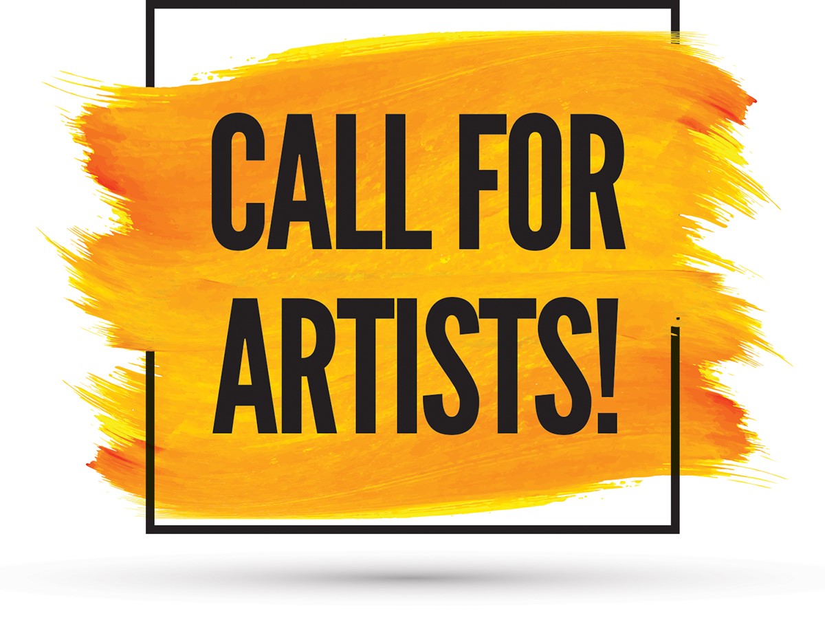 Call for Artists! over orange paint