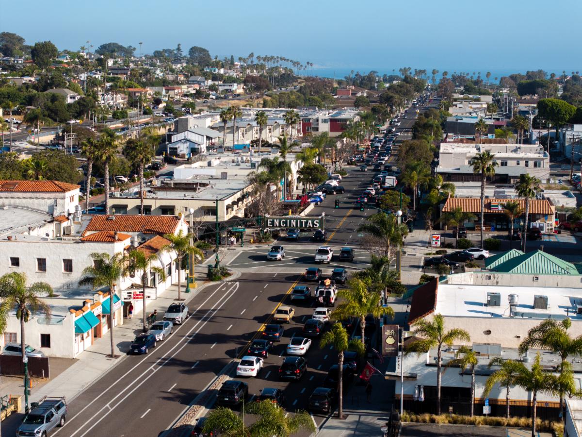 Downtown Encinitas with the marquee sign