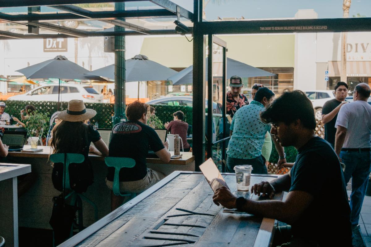 People sitting inside a coffee shop