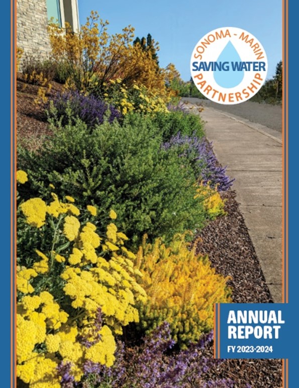 cover of the annual report with a photo of a garden with yellow flowers