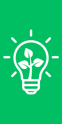 green graphic of lightbulb and leaf symbolizing green energy