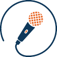 graphic of a microphone inside a circle