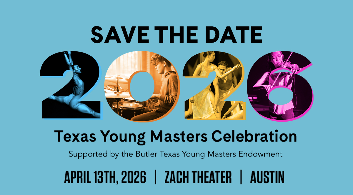 A graphic reading "Save the date: 2026 Texas Young Masters celebration"