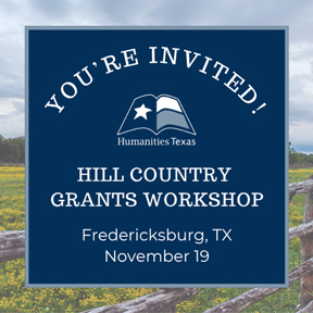 A graphic promoting the Hill Country Grants Workshop in Fredericksburg on November 19