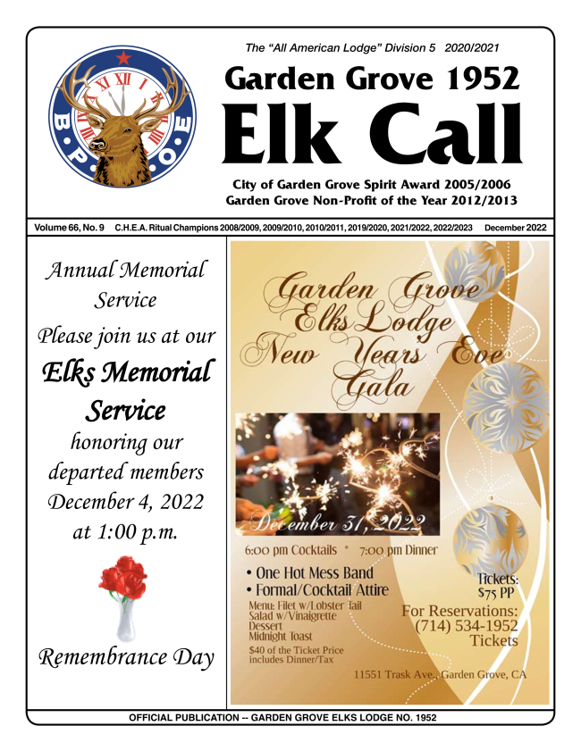 Garden Grove Elk Call December 2022
