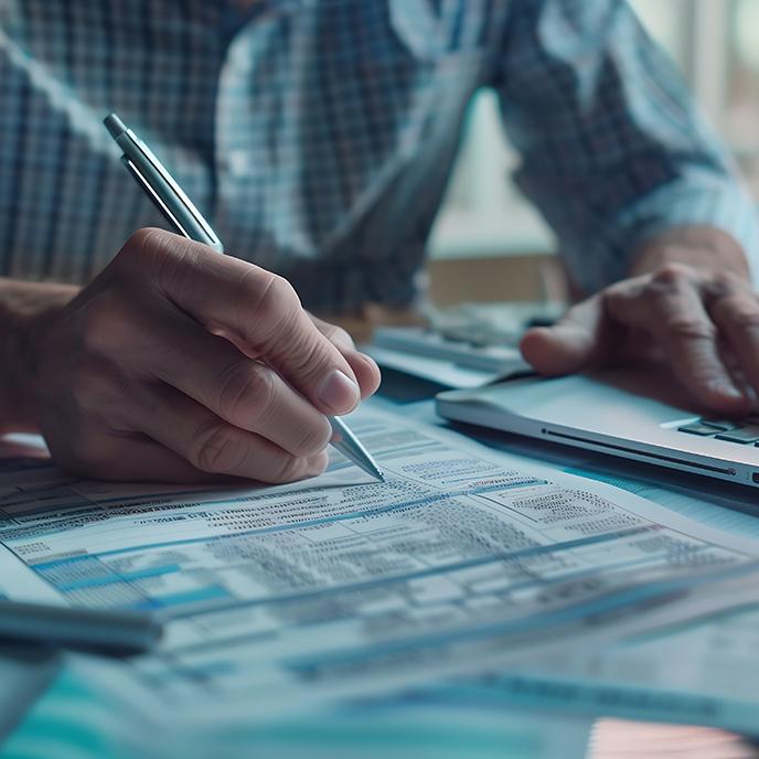 image of person doing taxes