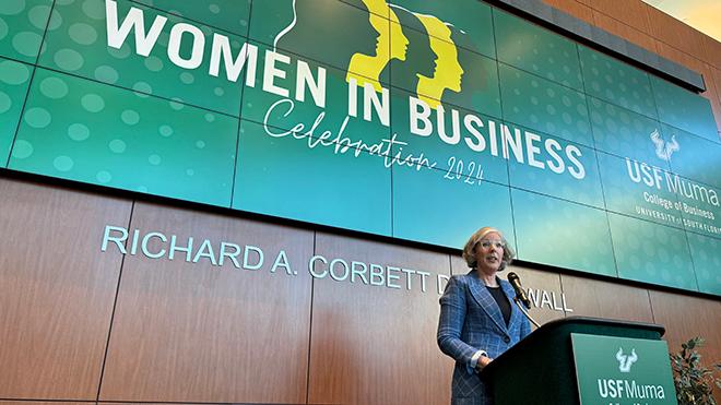 image of speaker at women in business event