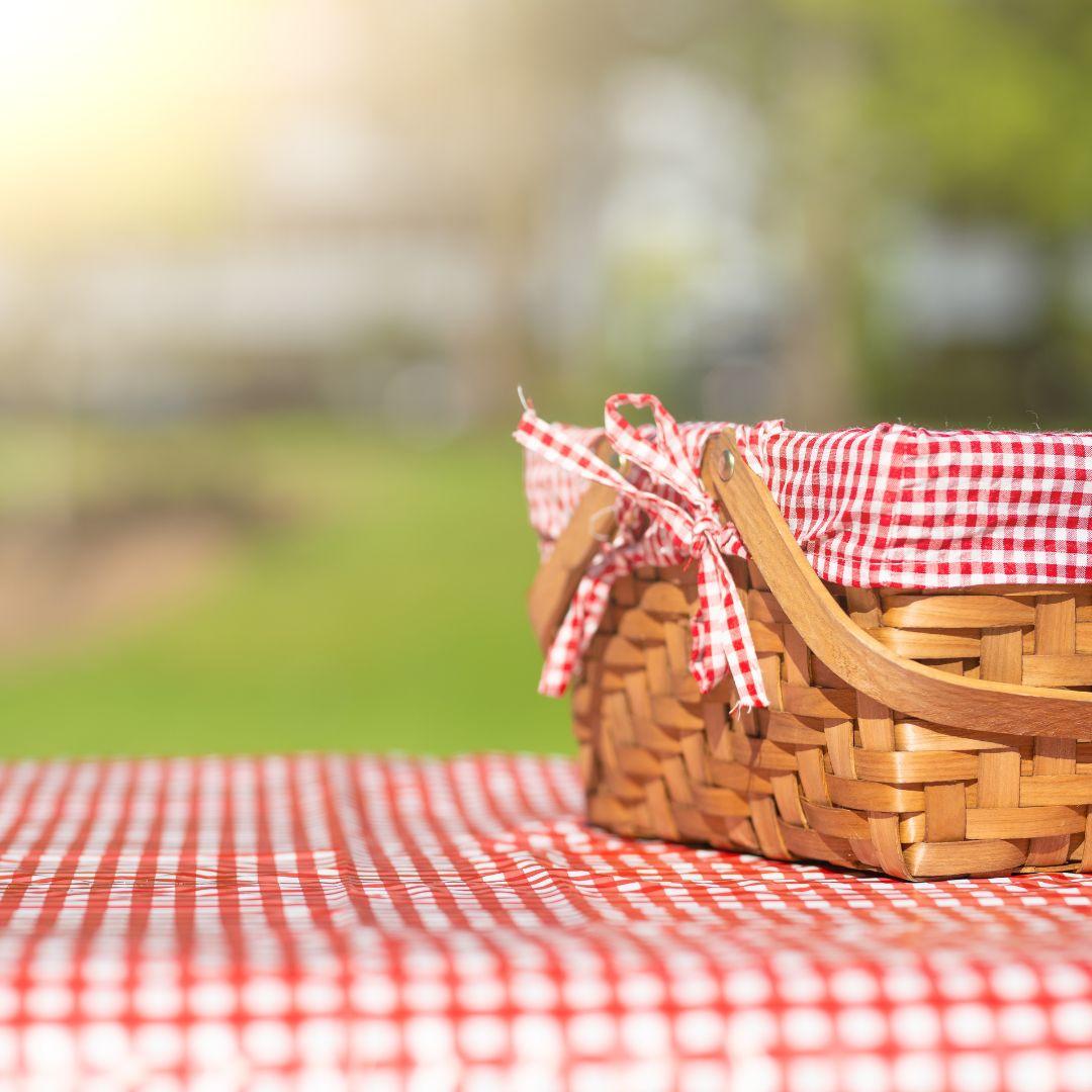picnic blanket and basket