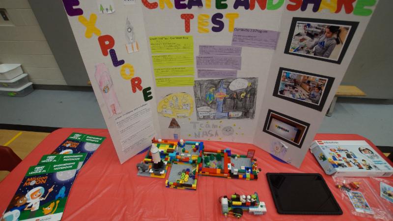 Lego project on display on a table