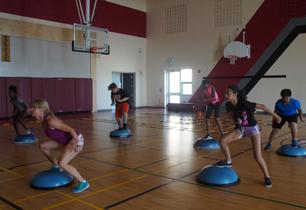 Students working out in a gym