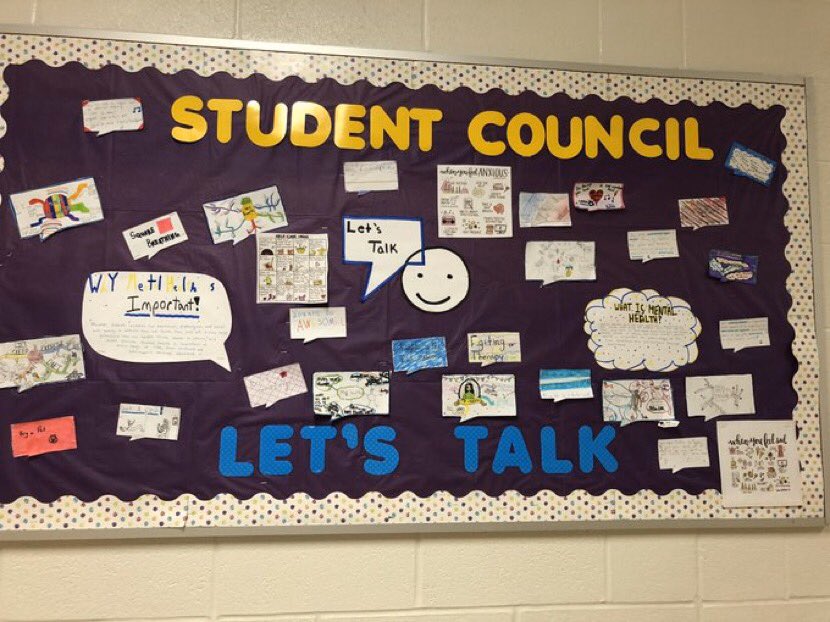 Messages on a bulletin promoting Let's Talk about Mental Health