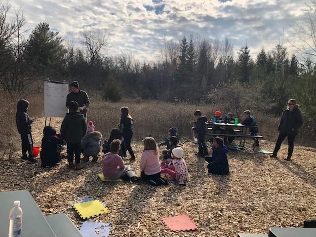 Students sitting outside