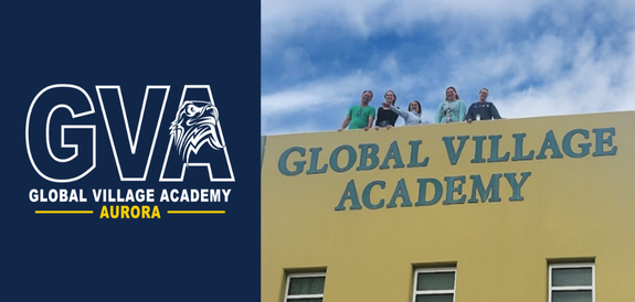 GVA logo and Specials Team staff posing on top of the GVA Aurora West Campus building