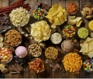 Tablescape of assorted snacks