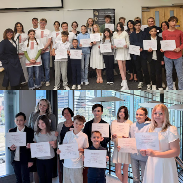 Russian Olympiad winners with their certificates