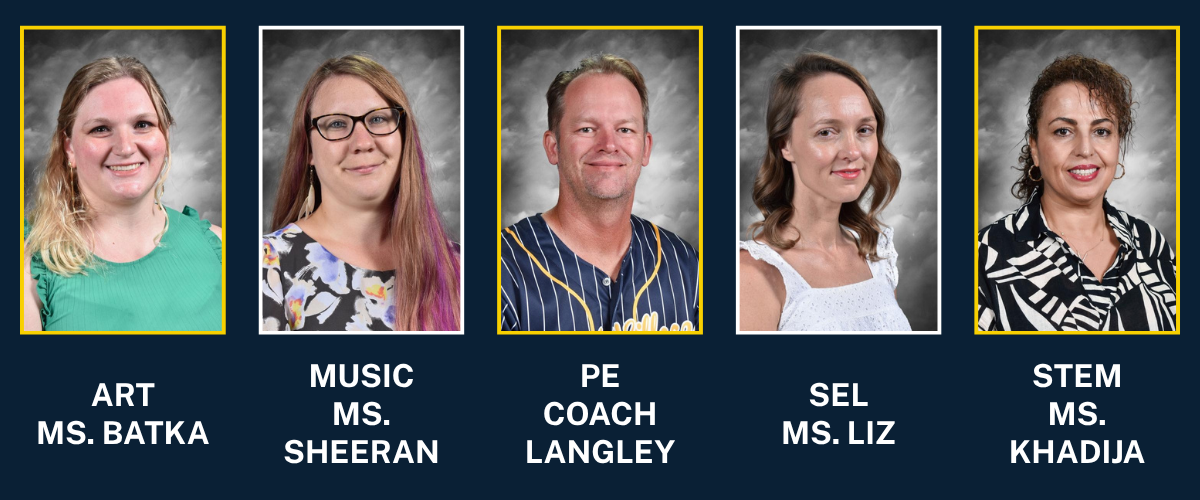 Headshots of all five Specials Teachers with their names