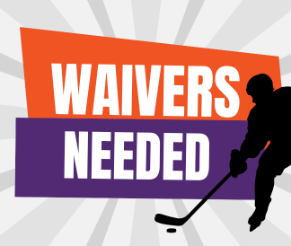 Wavers Needed with silhouette of hockey player