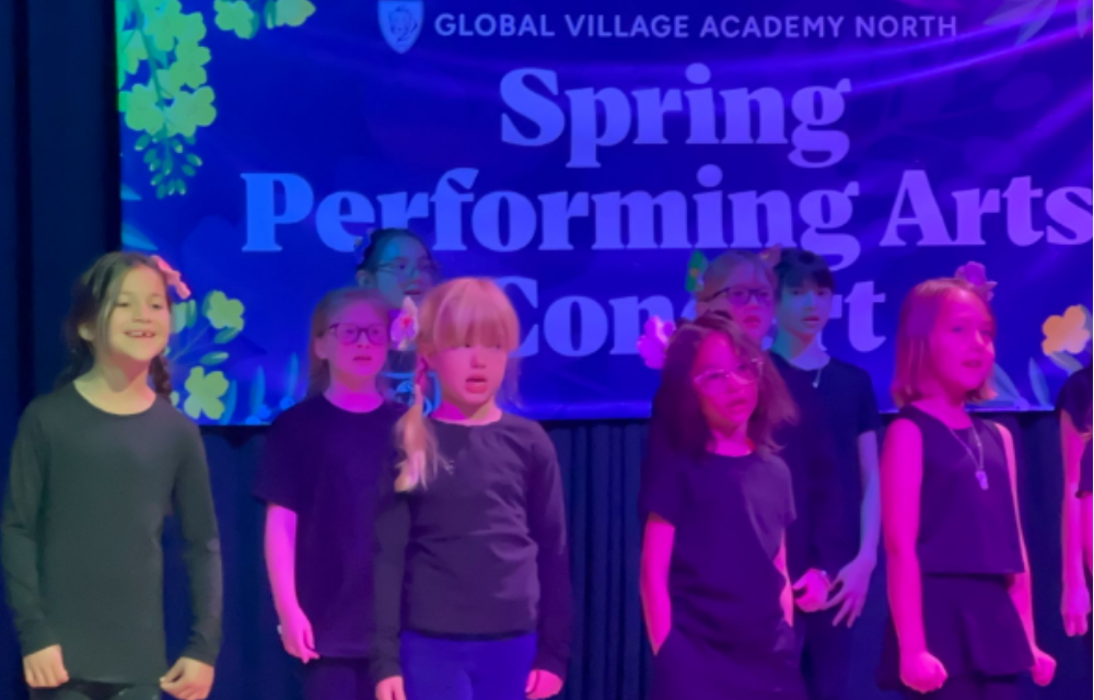 Group of students singing at Spring Performance