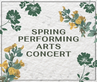 Spring Performing Arts Concert with yellow and green flowers