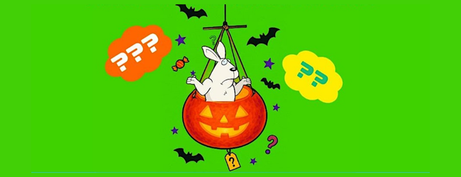 Neon green background with World Halloween promotional illustration