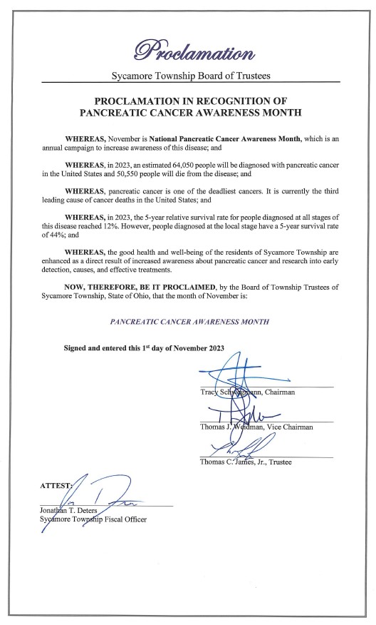 Proclamation Pancreatic Cancer Awareness Month