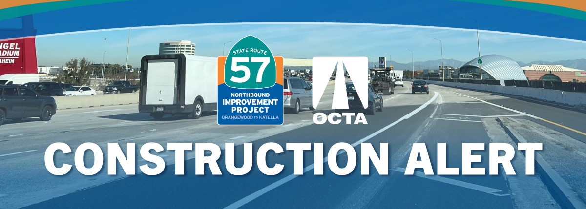 SR-57 NB Improvement Project and OCTA logo with the SR-57 NB Freeway in the background.