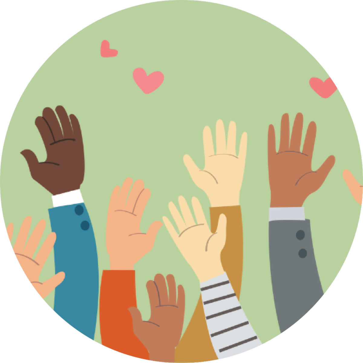 volunteer graphic hands in the air