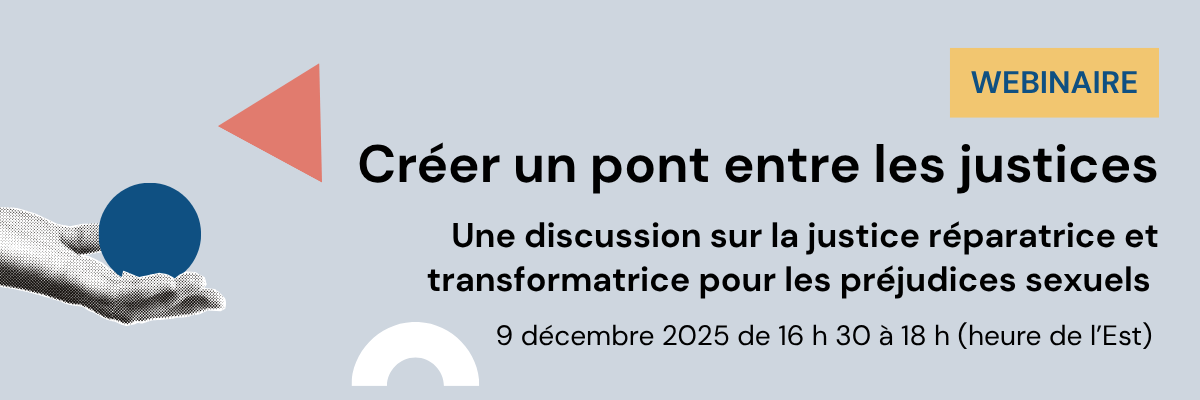 Graphic promoting the webinar with the title and date in French