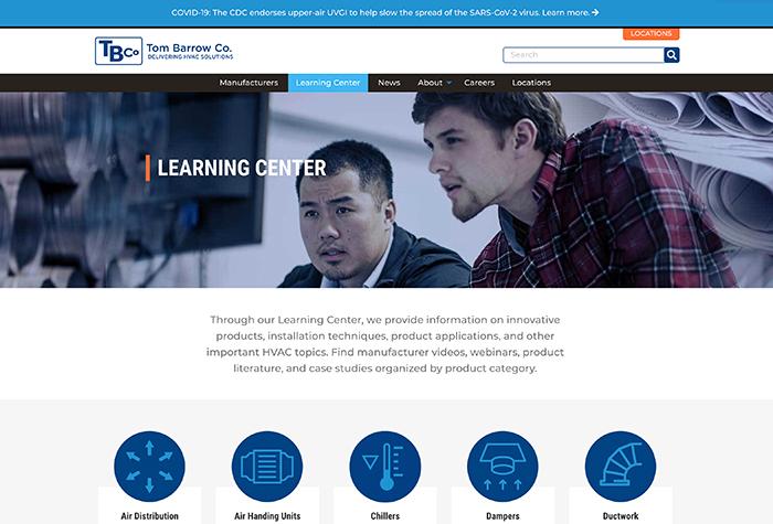 Screenshot of TBCo Learning Center page on website
