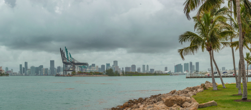 A hurricane. Tropical storm. Power of nature. Declared a storm warning. Storm in Miami_ Florida