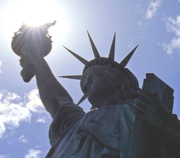 Statue of Liberty lit by the sun