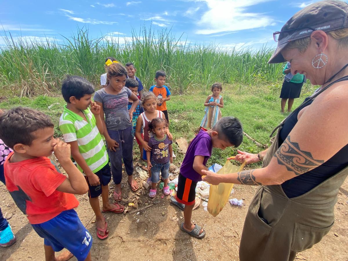 Bringing the kids some treats and toys