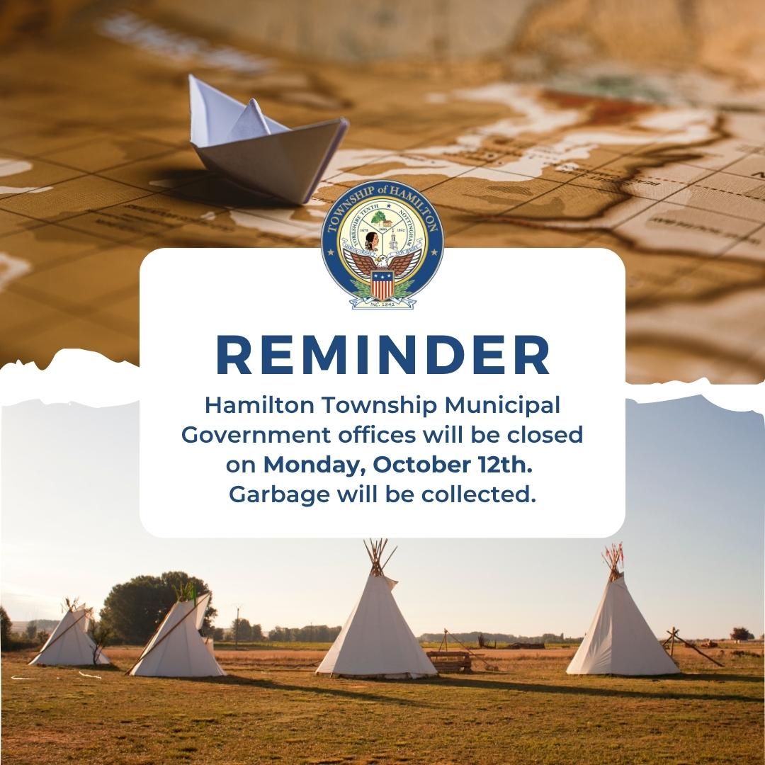 Graphic with two photos splitting the frame with dry land and teepees and  a paper boat on a map advertising the closure on monday