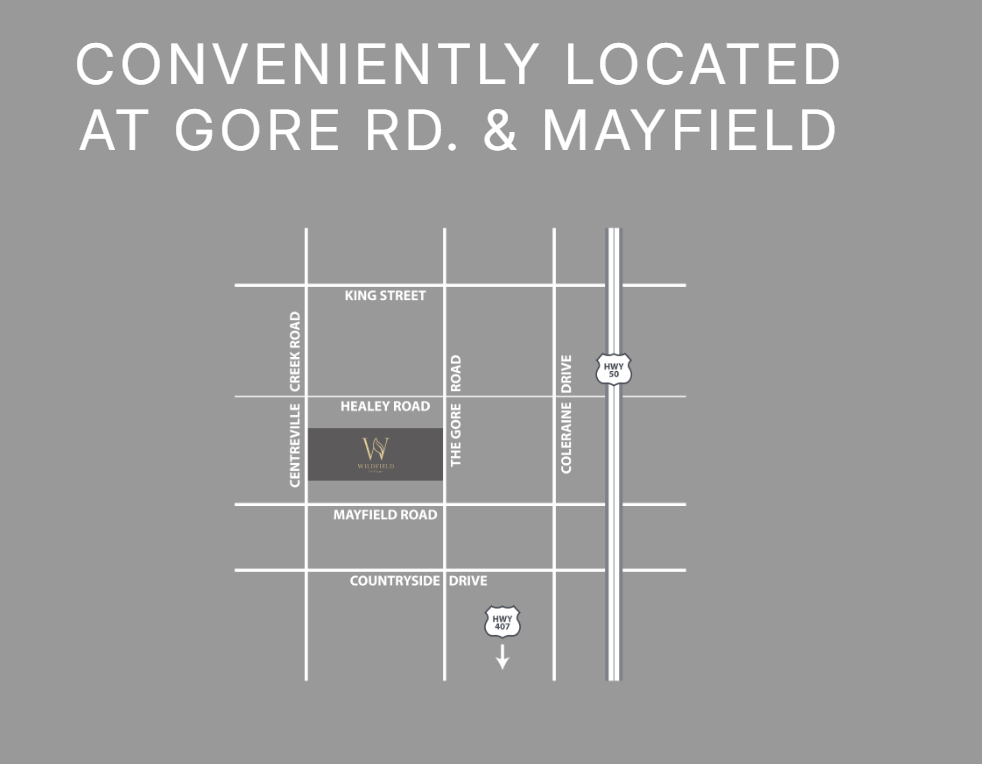Wildfield Village location map — Gore Road & Mayfield, Caledon