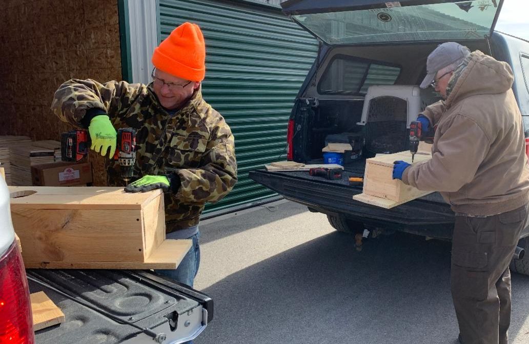 March 2022 wood duck box building w Delta.jpg
