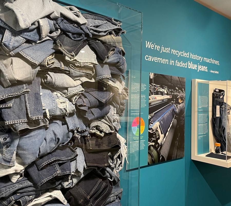 display of blue jeans