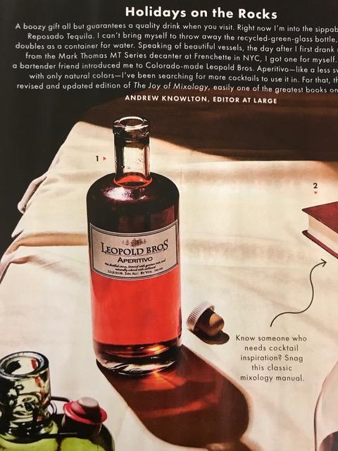 Leopold Bros. Apertivo as seen in Bon Apetit magazine article
