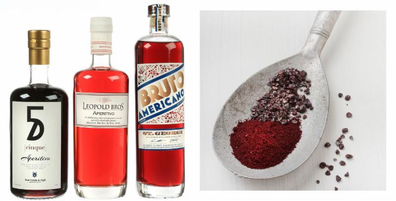 Three American aperitivos that use carmine_ the insect-derived coloring that Campari has replaced in most of its bottlings since 2006. Dried cochineal beetles_ whole and ground_ used to produce the dye known as carmine.