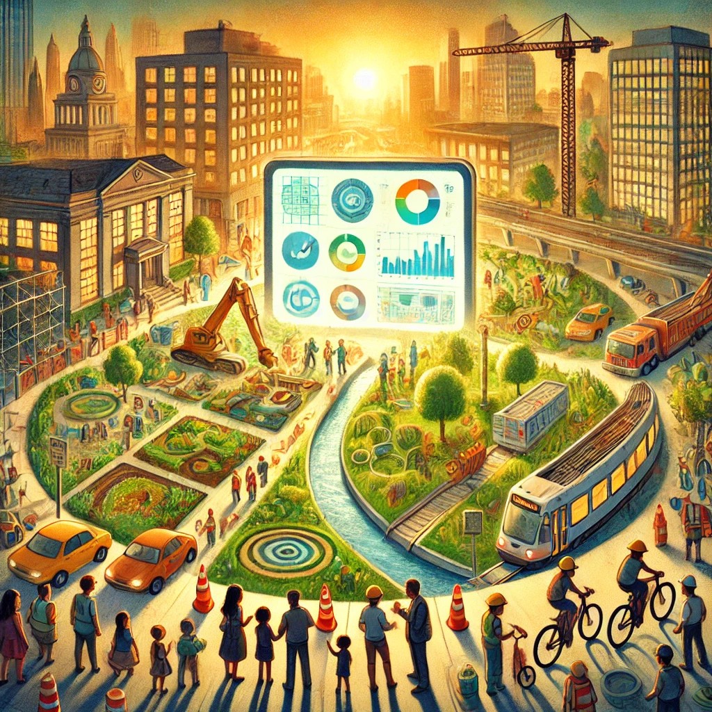 Image of a digital capital projects dashboard amidst ongoing capital projects
