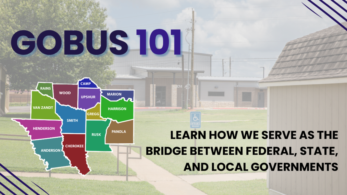 GoBus 101 over the 14 county map for ETCOG
