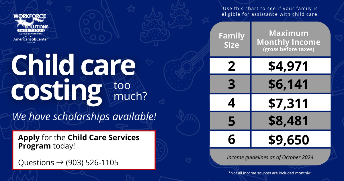 blue and red chart of income guidelines
